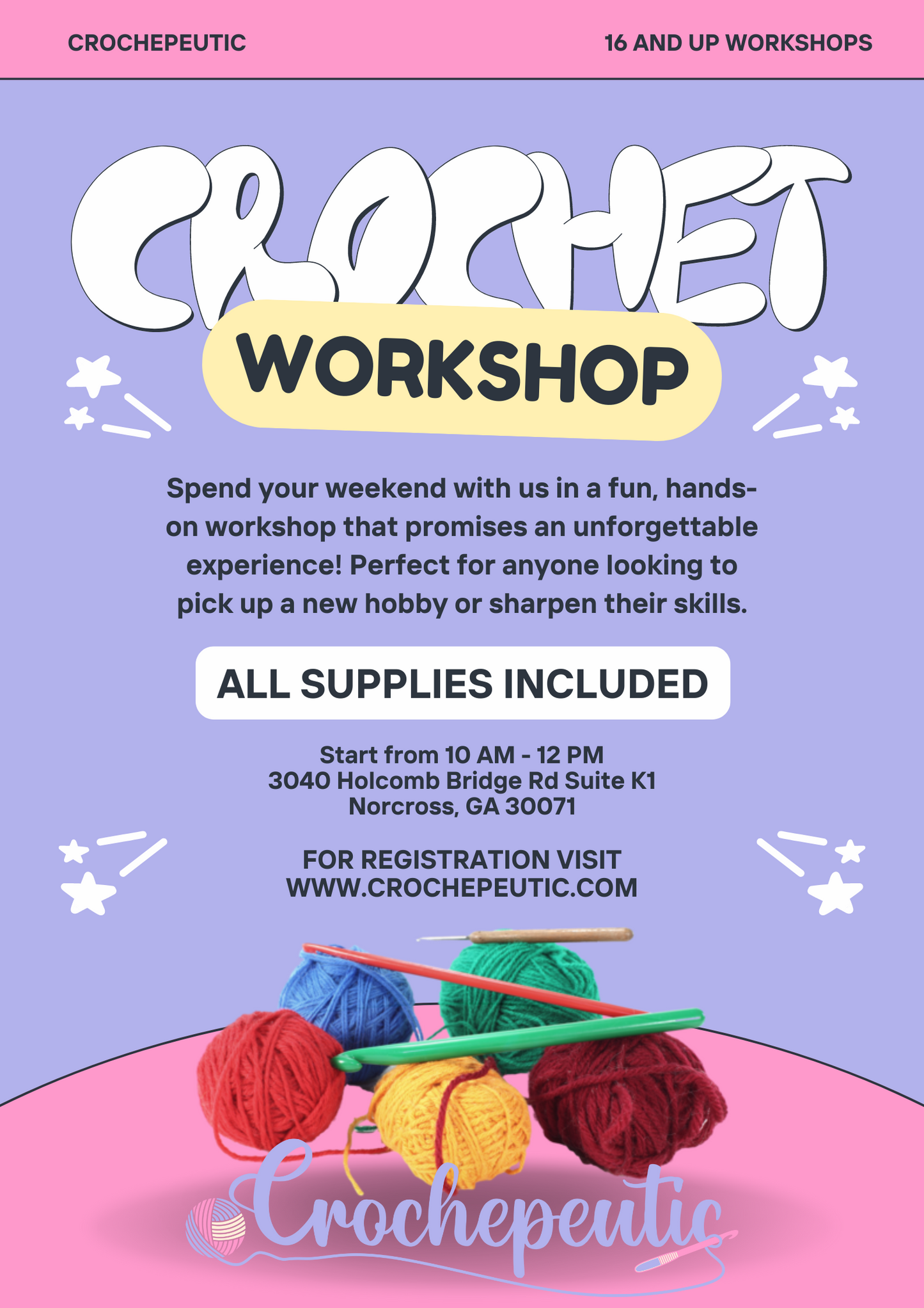 Crochet Workshop ( Ages 16 and older)