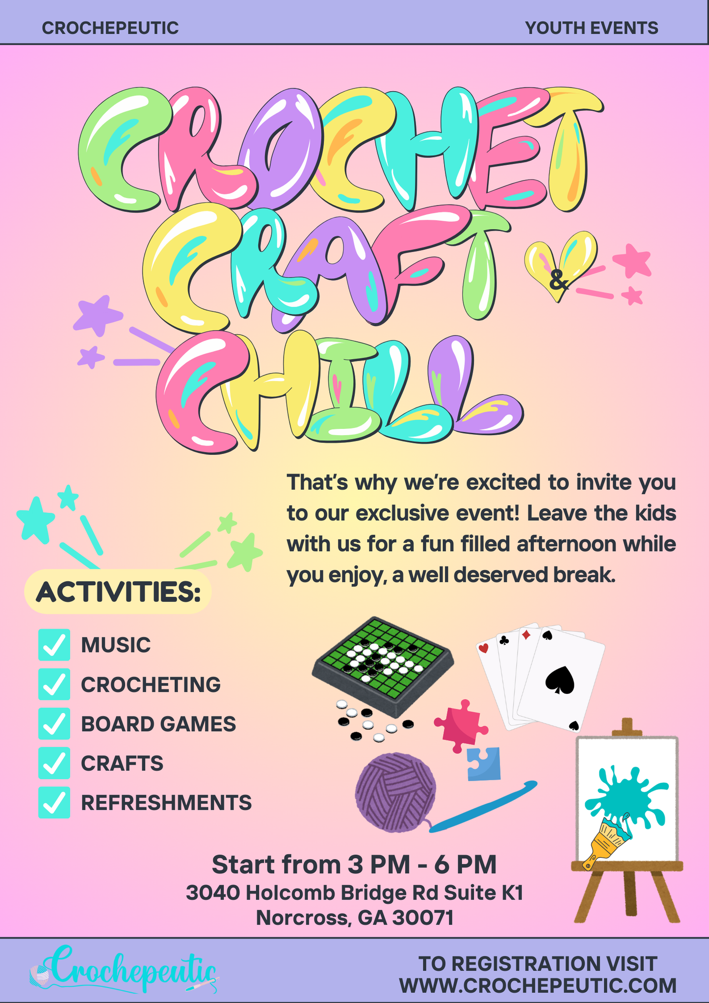 Crochet, Craft & Chill (Parents Afternoon Out)